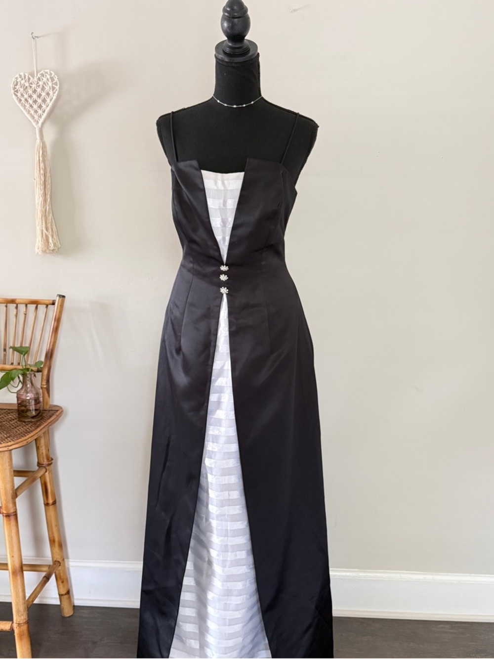Vintage Cachet Black and White Tuxedo Gown